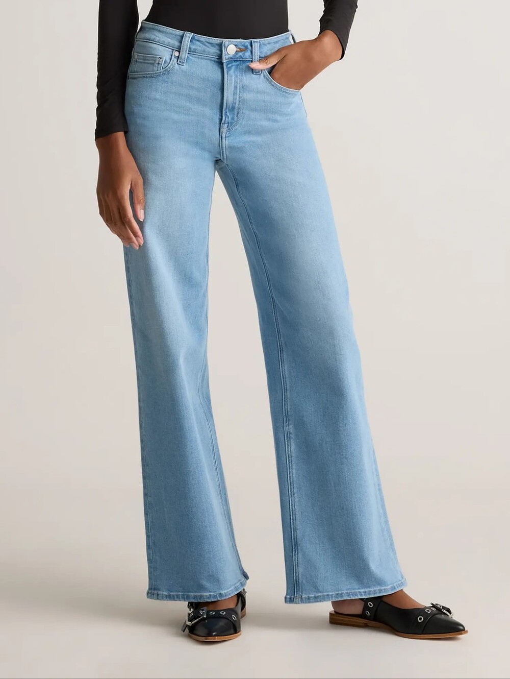 Quince Bella Stretch Wide Leg Jeans In Frosted Blue